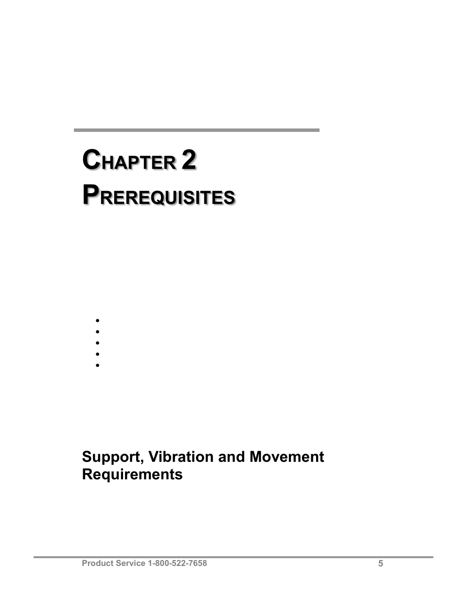 Hapter, Rerequisites, Support, vibration and movement requirements | Labconco Purifie Horizontal Clean Benches 3970424 User Manual | Page 9 / 57
