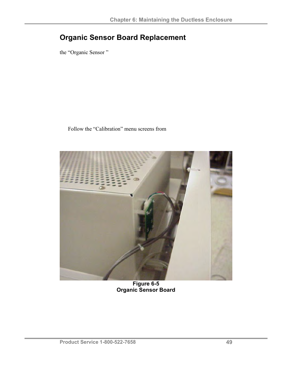 Organic sensor board replacement | Labconco Paramoun Ductless Enclosures 69636 Series, 6' Widths User Manual | Page 54 / 80