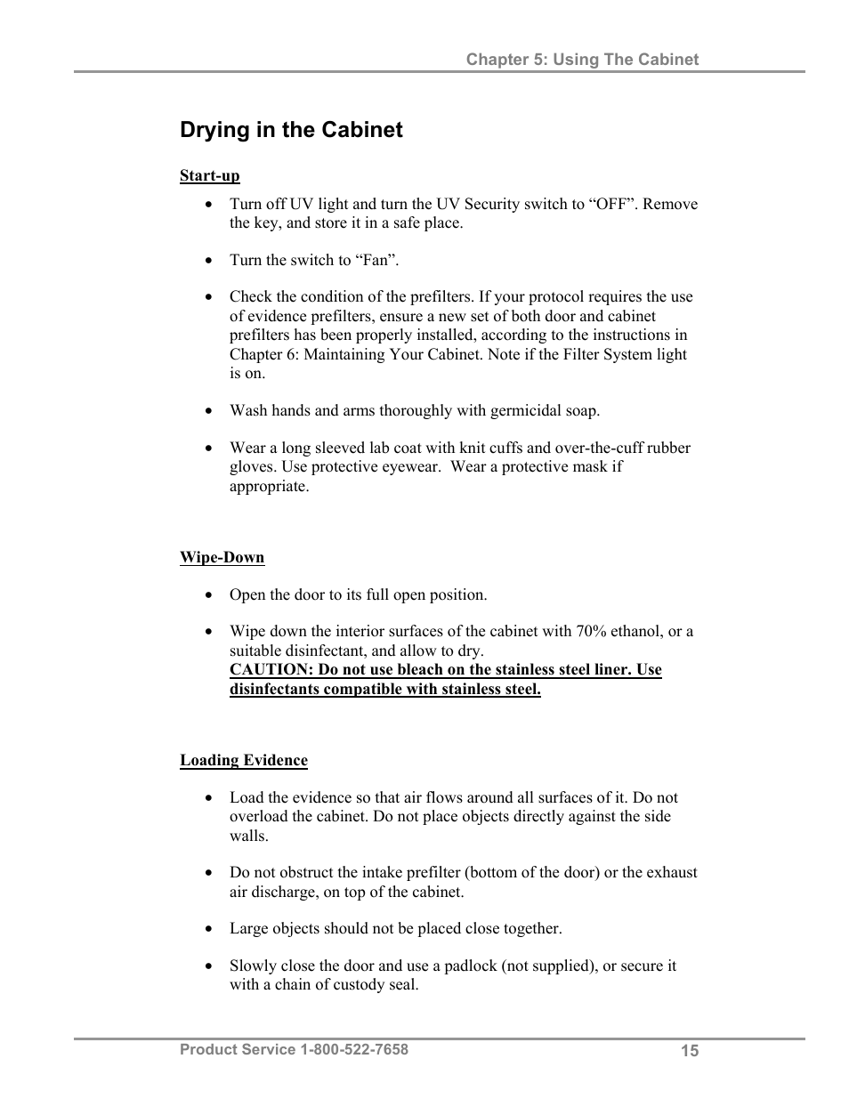 Drying in the cabinet | Labconco Protecto Series Evidence Drying Cabinets 3390001 User Manual | Page 19 / 33