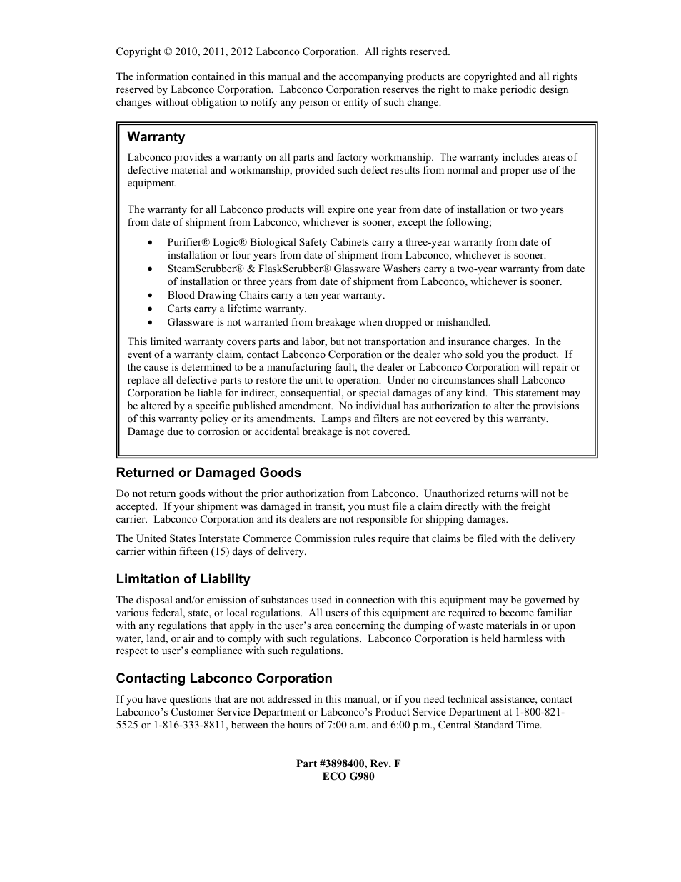 Labconco Protecto Series Evidence Drying Cabinets 3400004 User Manual | Page 2 / 43