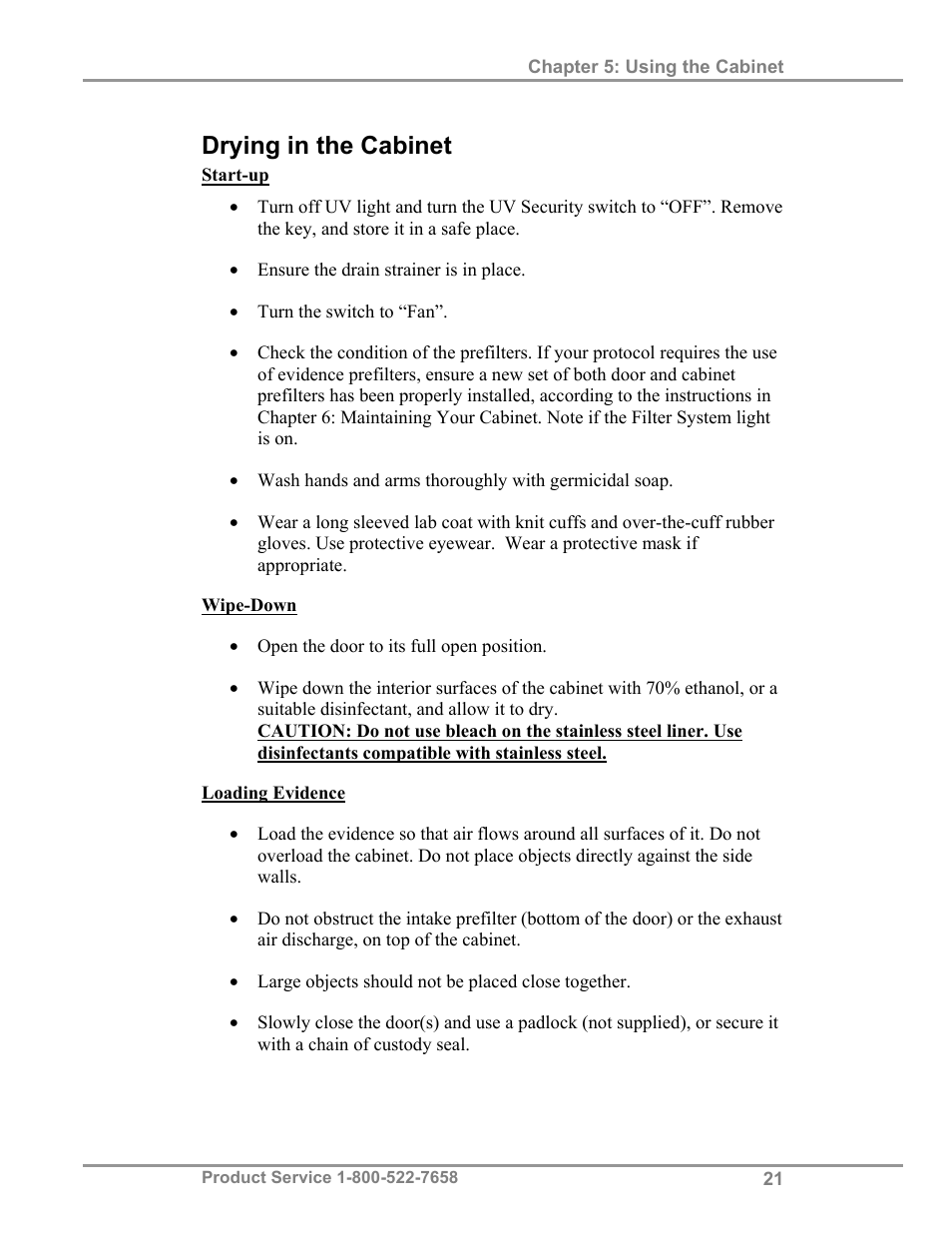 Drying in the cabinet | Labconco Protecto Series Evidence Drying Cabinets 3400004 User Manual | Page 25 / 43