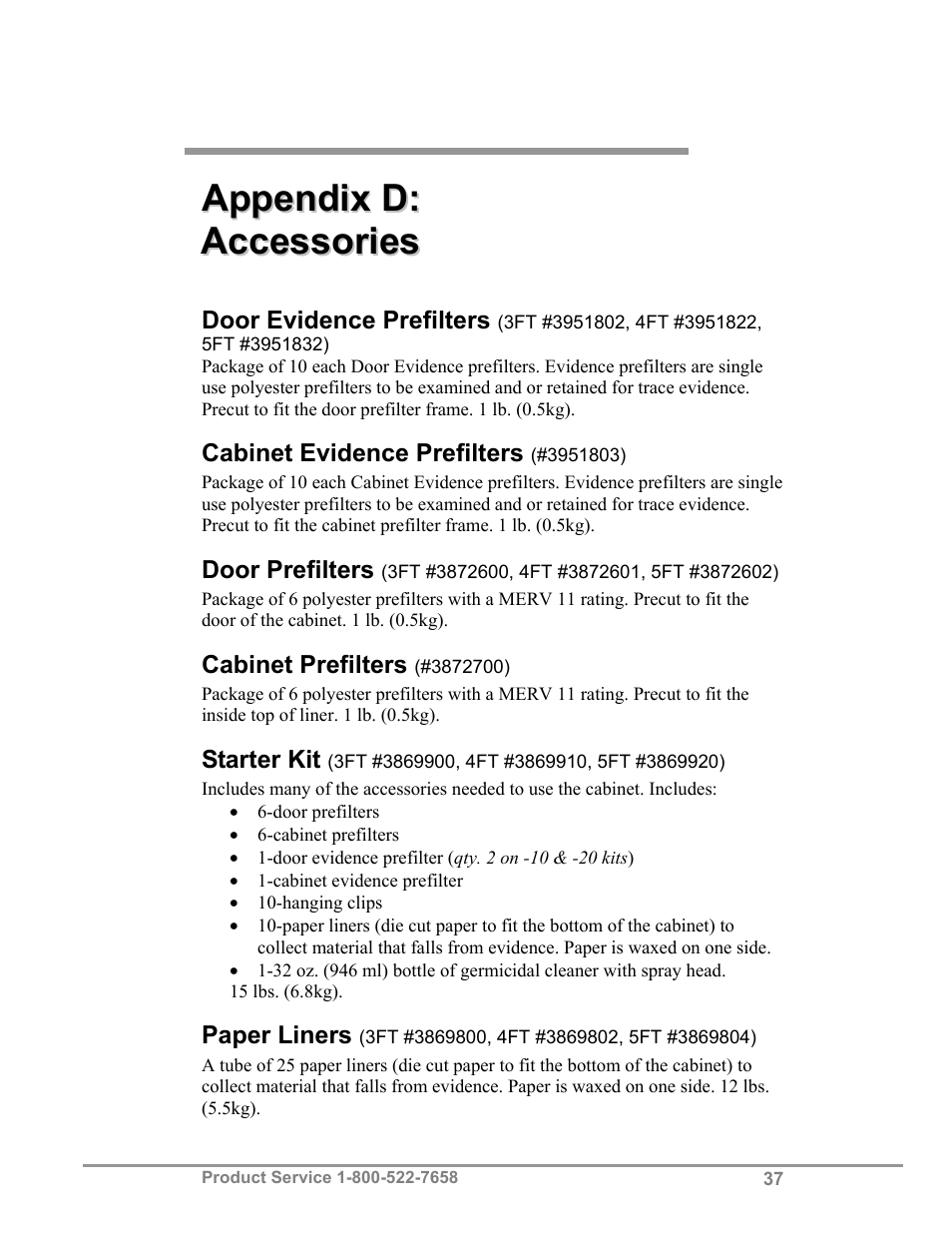 Labconco Protecto Series Evidence Drying Cabinets 3400004 User Manual | Page 41 / 43