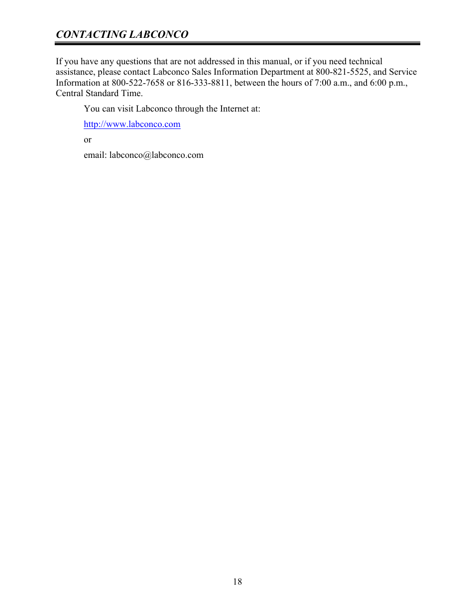 Labconco Rapid Digestor Fume Removal System 2354000 User Manual | Page 18 / 18