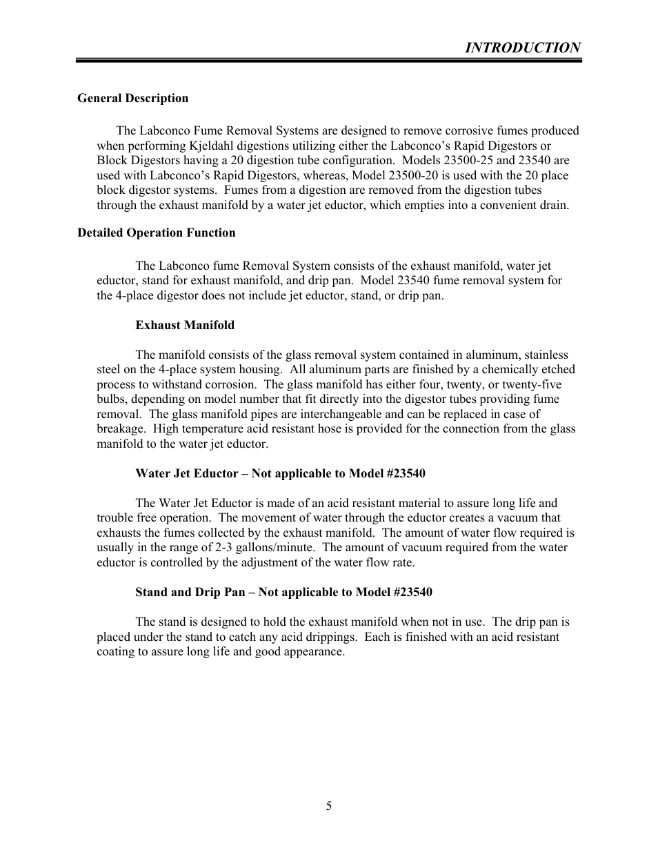 Labconco Rapid Digestor Fume Removal System 2354000 User Manual | Page 5 / 18