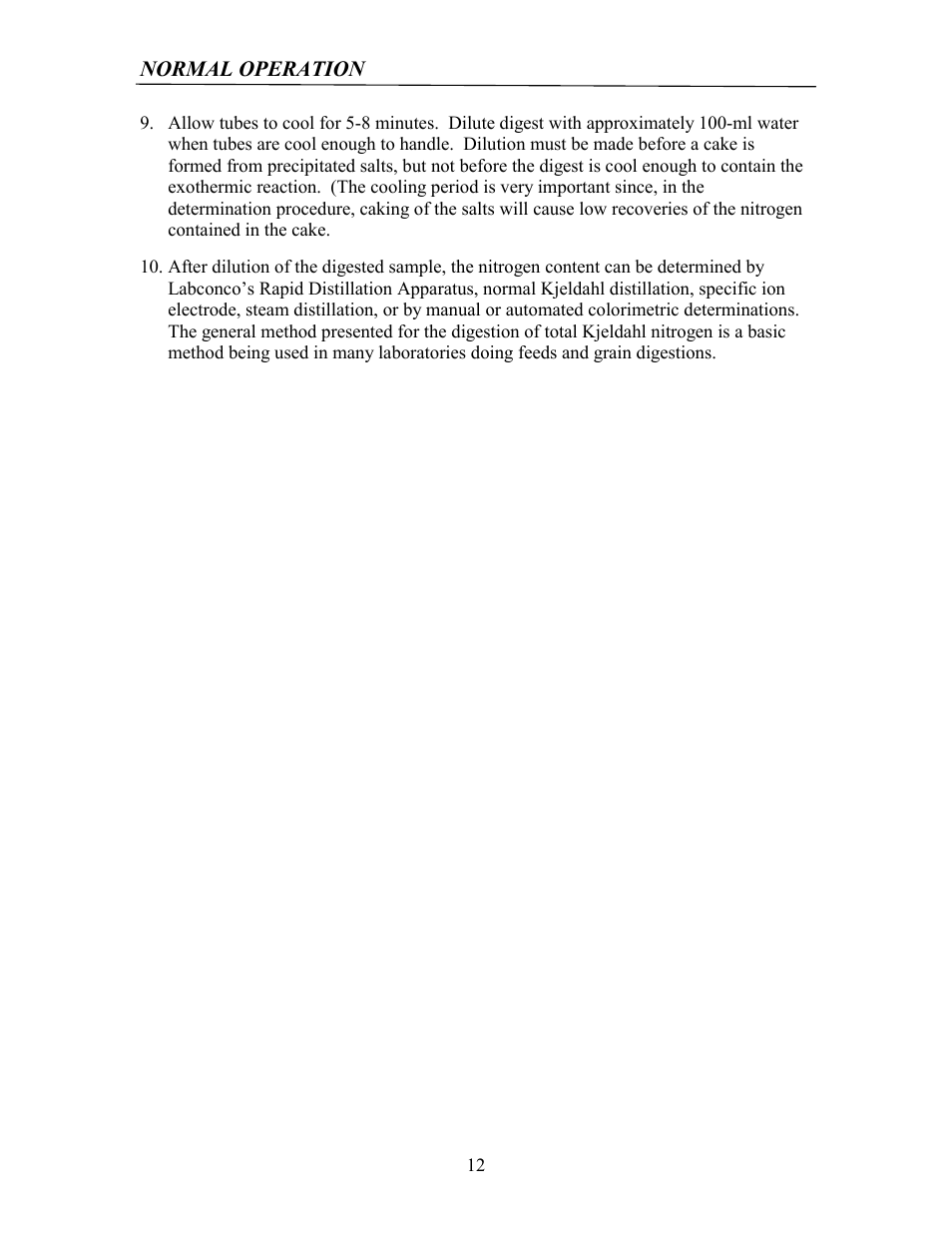 Labconco Rapid Digestors 23080 User Manual | Page 11 / 30