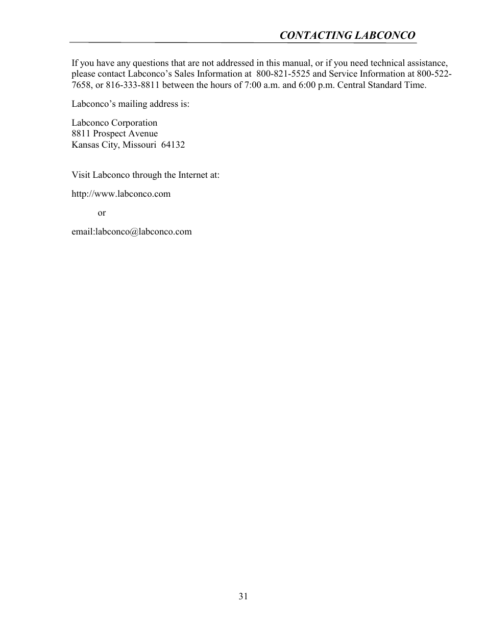 Labconco Rapid Digestors 23080 User Manual | Page 30 / 30