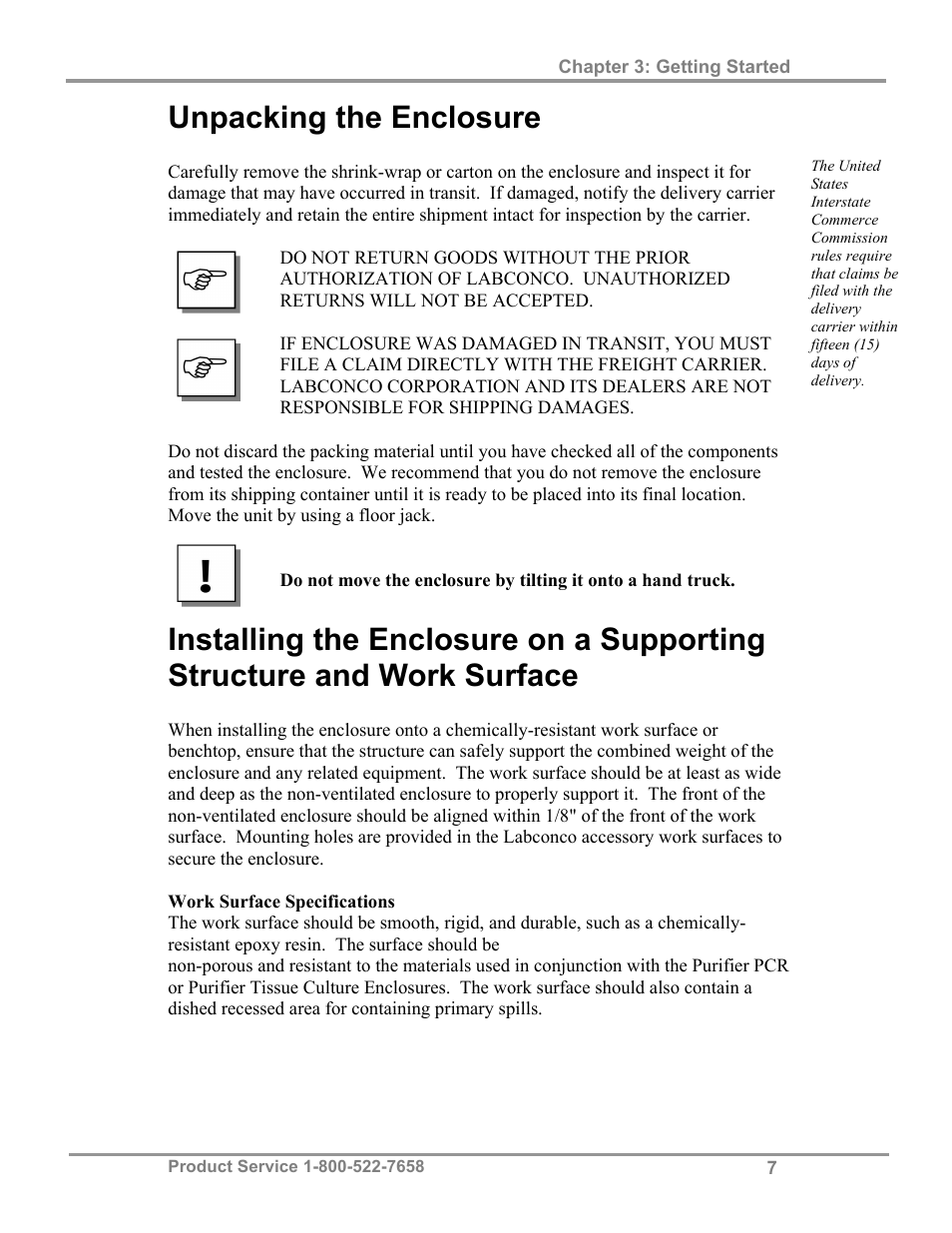 Unpacking the enclosure | Labconco Purifie Non-Ventilated PCR & Tissue Culture Enclosures 3952420 User Manual | Page 11 / 27