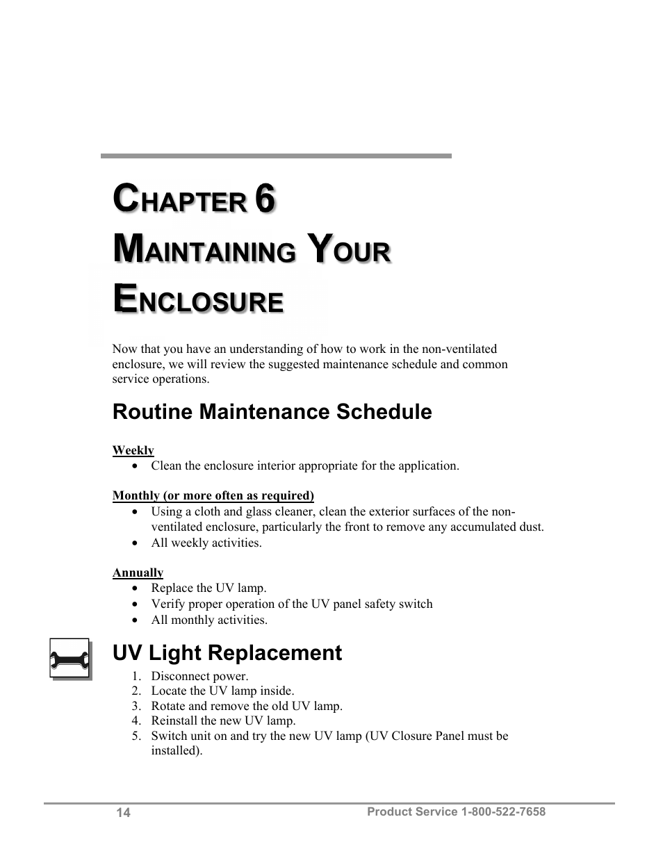 Hapter, Aintaining, Nclosure | Labconco Purifie Non-Ventilated PCR & Tissue Culture Enclosures 3952420 User Manual | Page 18 / 27