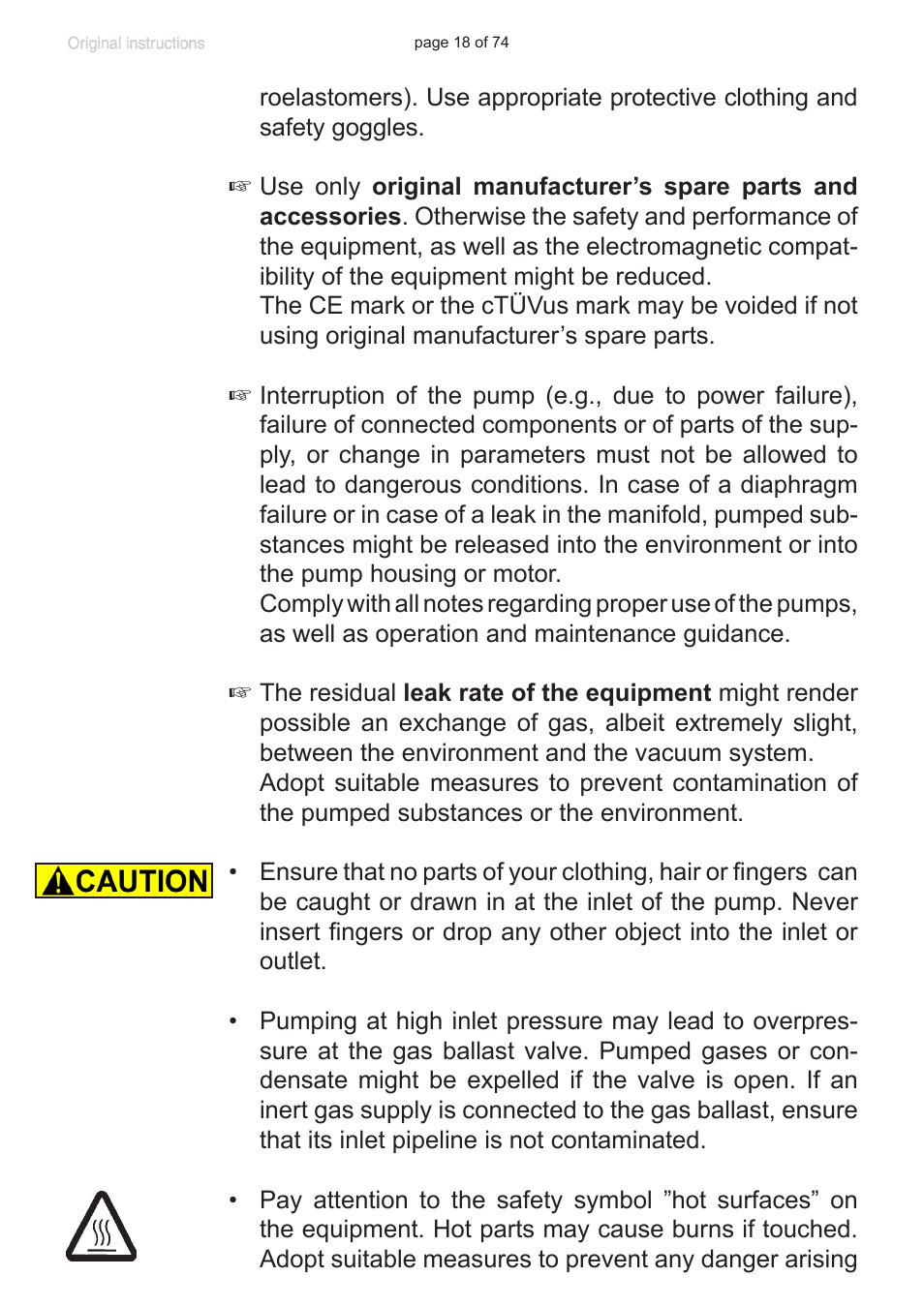 Labconco VACUUBRAND Diaphragm Pump 7393000 User Manual | Page 18 / 74