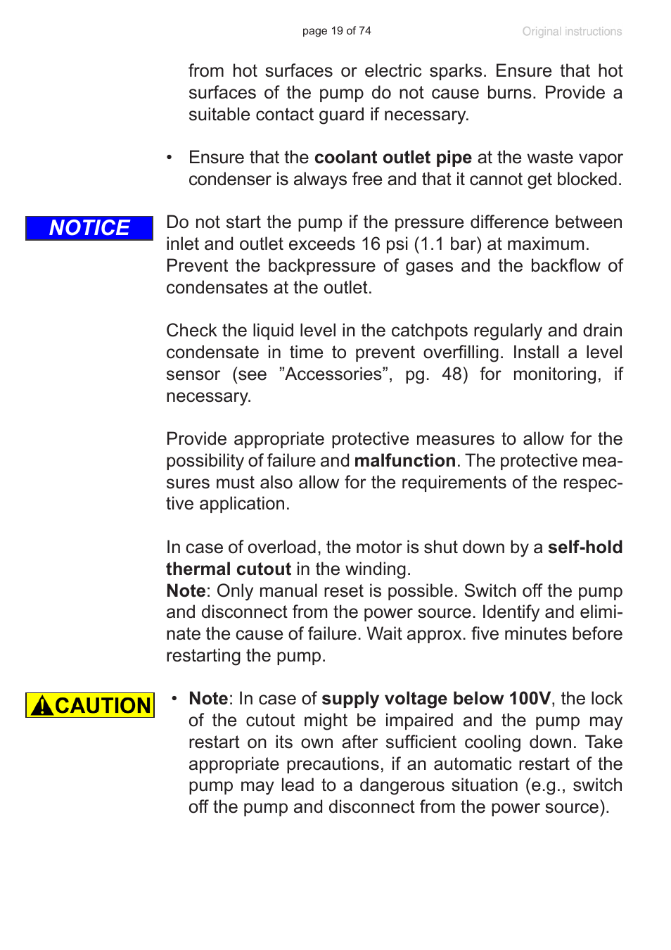 Notice | Labconco VACUUBRAND Diaphragm Pump 7393000 User Manual | Page 19 / 74