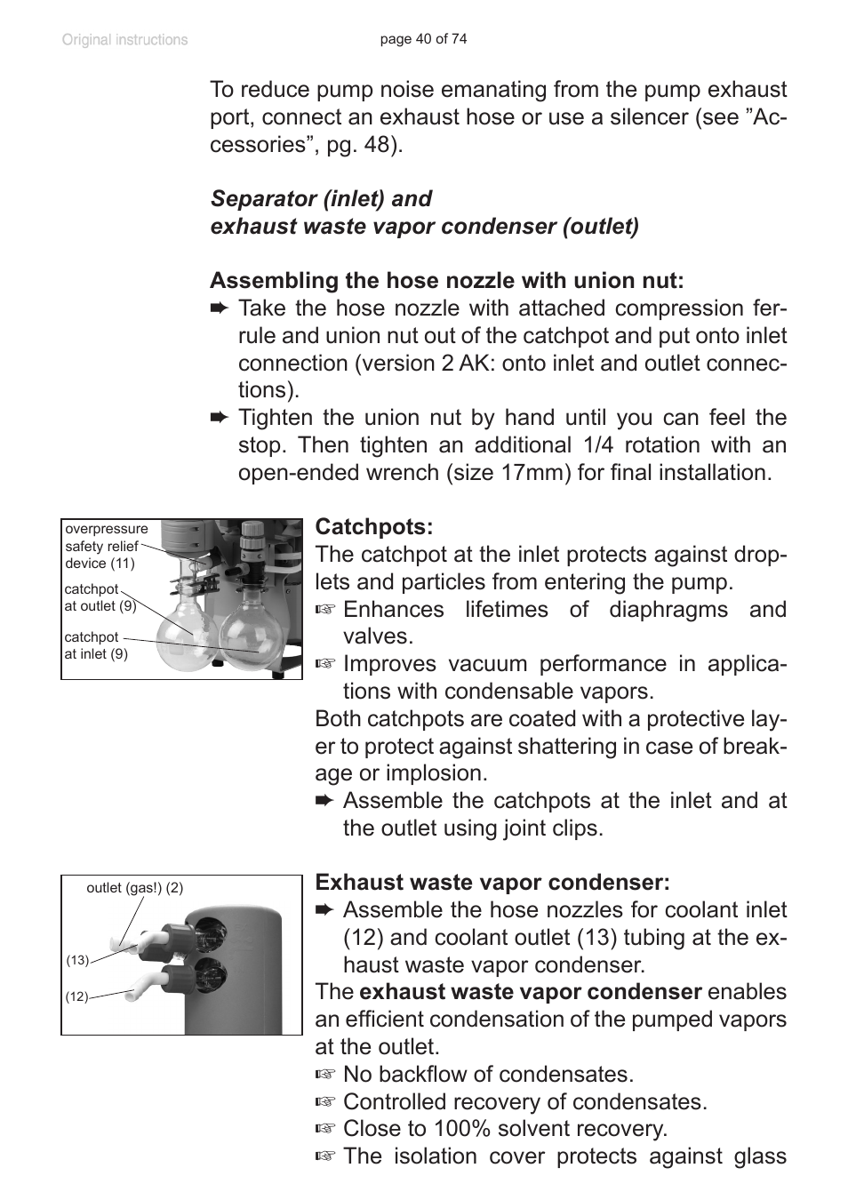 Labconco VACUUBRAND Diaphragm Pump 7393000 User Manual | Page 40 / 74