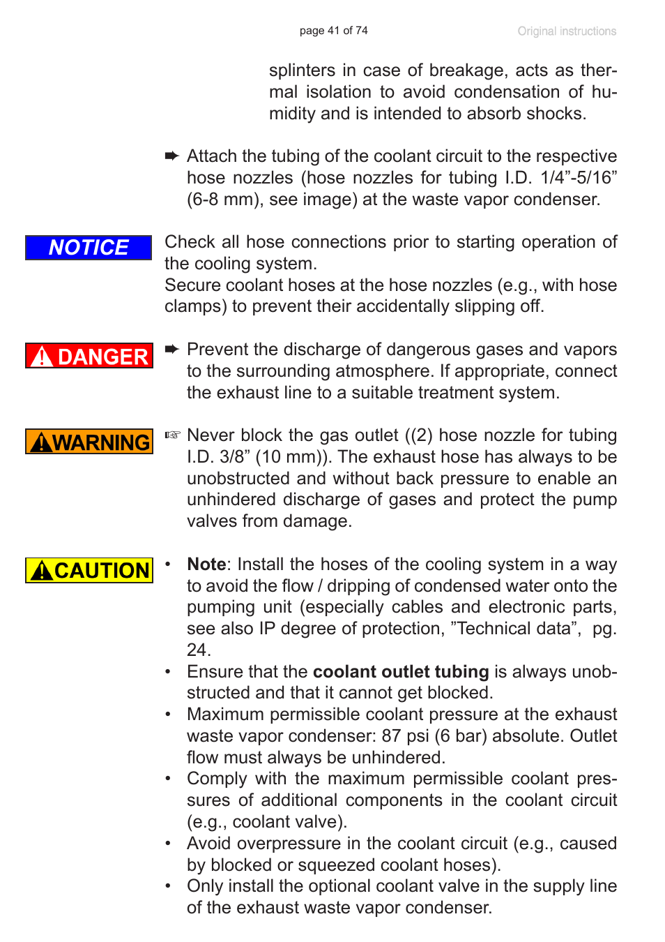 Notice | Labconco VACUUBRAND Diaphragm Pump 7393000 User Manual | Page 41 / 74