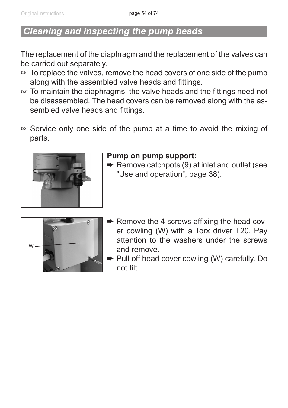 Cleaning and inspecting the pump heads | Labconco VACUUBRAND Diaphragm Pump 7393000 User Manual | Page 54 / 74