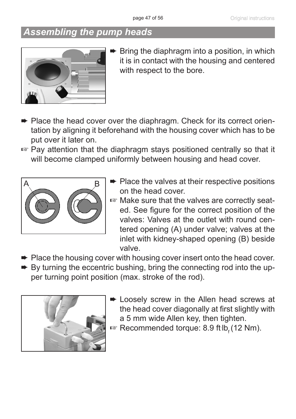 Assembling the pump heads | Labconco VACUUBRAND HYBRID Rotary Vane Pump 7584000 User Manual | Page 47 / 56
