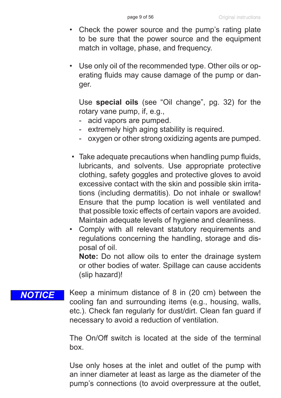 Notice | Labconco VACUUBRAND HYBRID Rotary Vane Pump 7584000 User Manual | Page 9 / 56