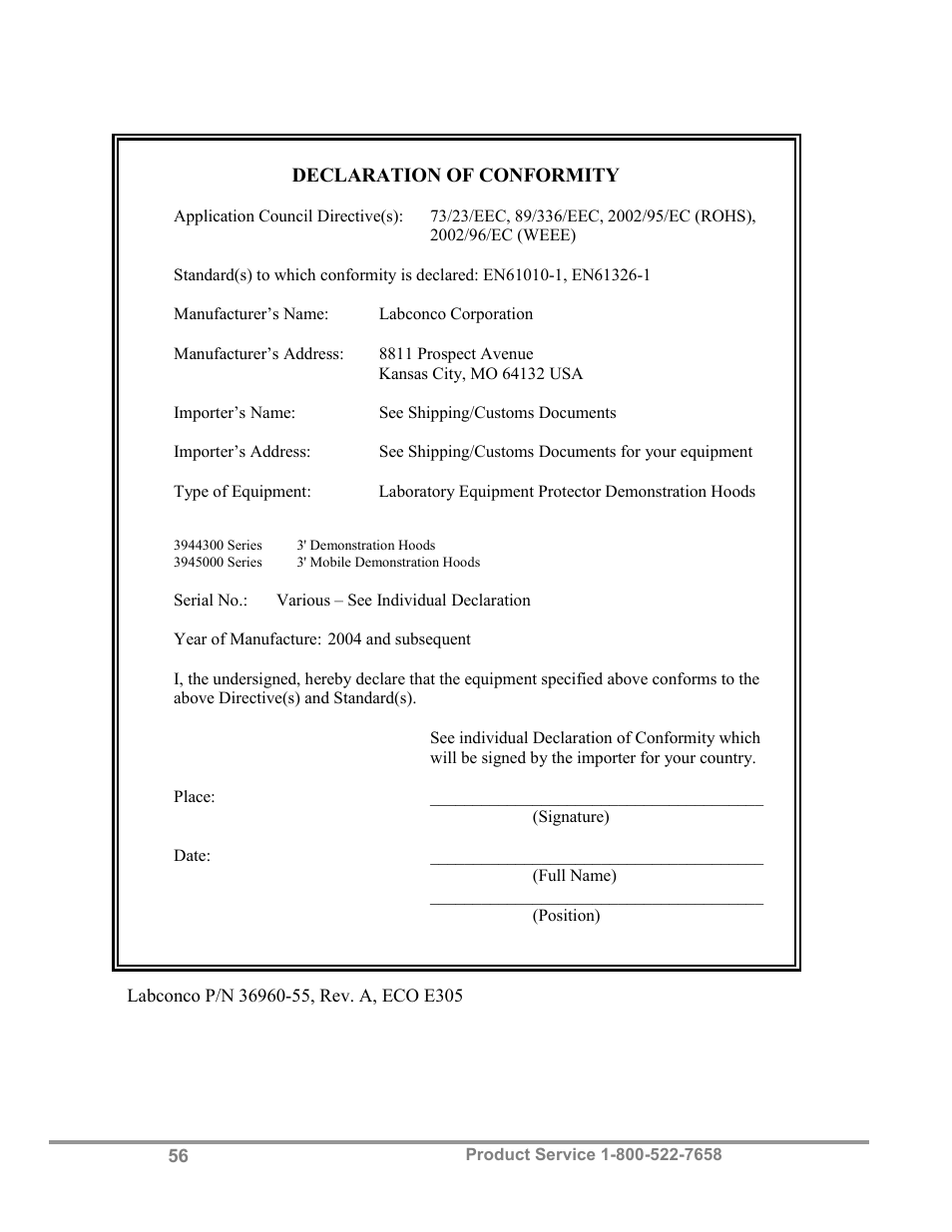 Labconco Protector Demonstration Hoods 3945021 User Manual | Page 60 / 60
