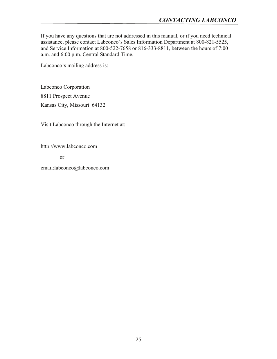 Labconco Gel Dryer 4330150 User Manual | Page 25 / 26