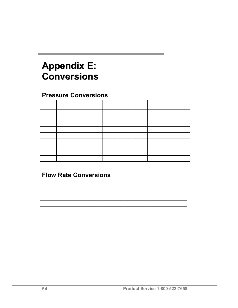 Pressure conversions, Flow rate conversions | Labconco AtmosPure Re-Gen Gas Purifiers 5121845 User Manual | Page 58 / 59