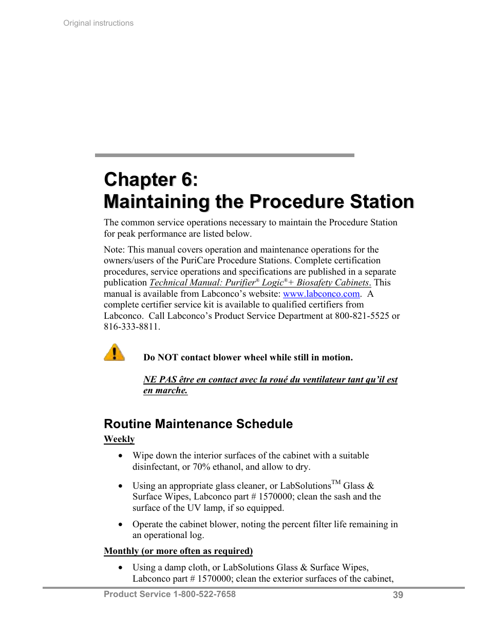 Labconco PuriCare Procedure Stations 31261 Series User Manual | Page 45 / 62