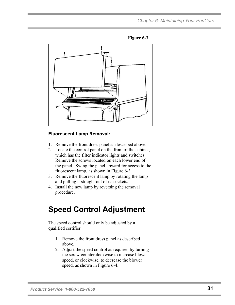 Speed control adjustment | Labconco PuriCare Bedding Disposal Stations 3840020 User Manual | Page 35 / 59