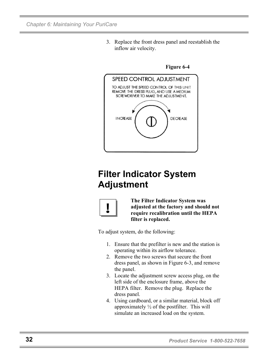 Filter indicator system adjustment | Labconco PuriCare Bedding Disposal Stations 3840020 User Manual | Page 36 / 59