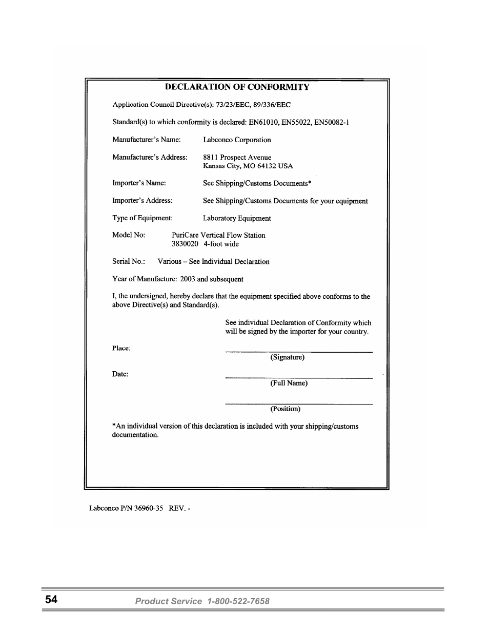 Labconco PuriCare Vertical Flow Stations 3830020 User Manual | Page 58 / 58