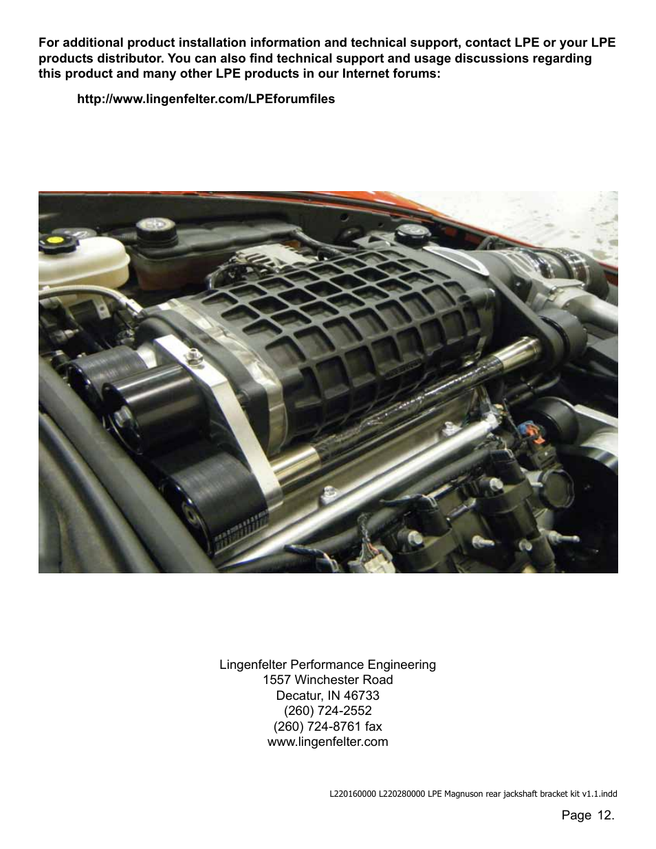 Lingenfelter L220160000 L220280000 Lingenfelter Magnuson Rear Jackshaft Bracket Kit v1.1 User Manual | Page 13 / 13