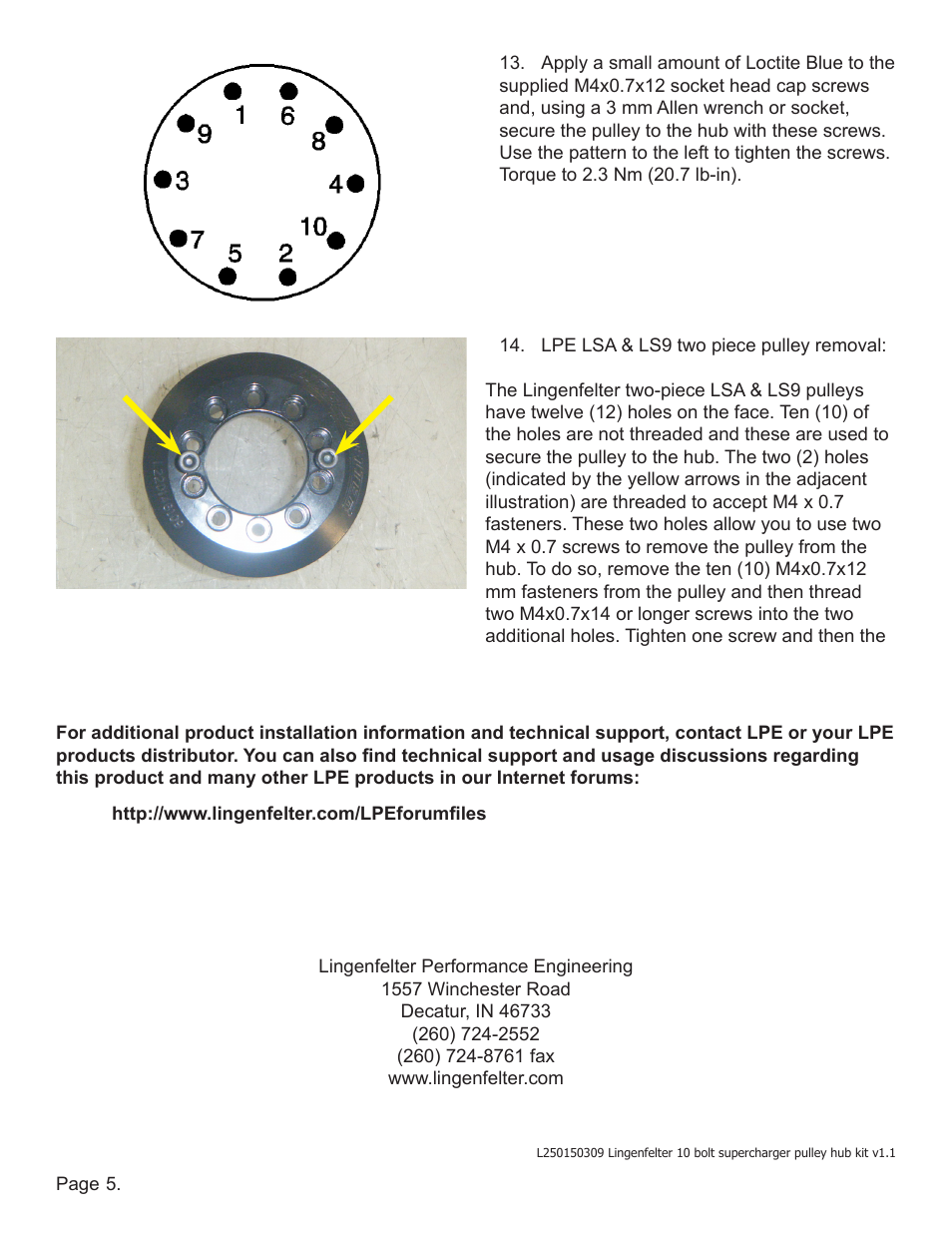 Lingenfelter L250150309 Lingenfelter 10 bolt Supercharger Pulley Hub v1.1 User Manual | Page 6 / 6