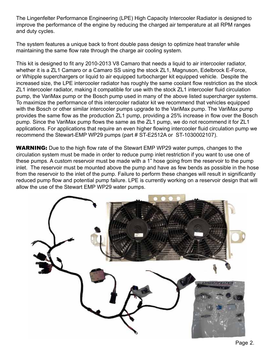 Lingenfelter L320061410 Lingenfelter High Capacity Intercooler Heat Exchanger Camaro SS & ZL1 v1.1 User Manual | Page 3 / 27