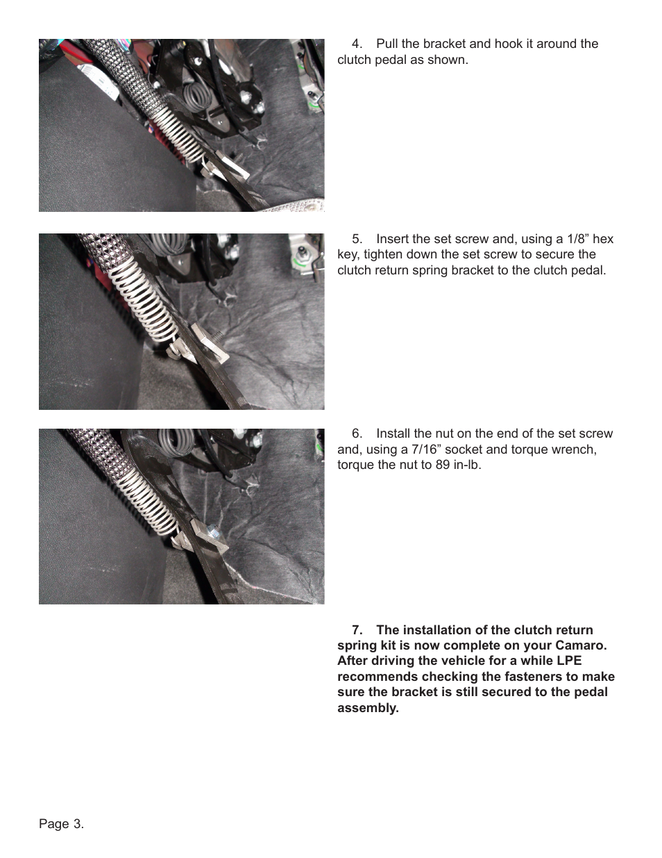 Lingenfelter L360091410 Lingenfelter Camaro CTS-V Clutch Return Spring Kit v1.2 User Manual | Page 4 / 8
