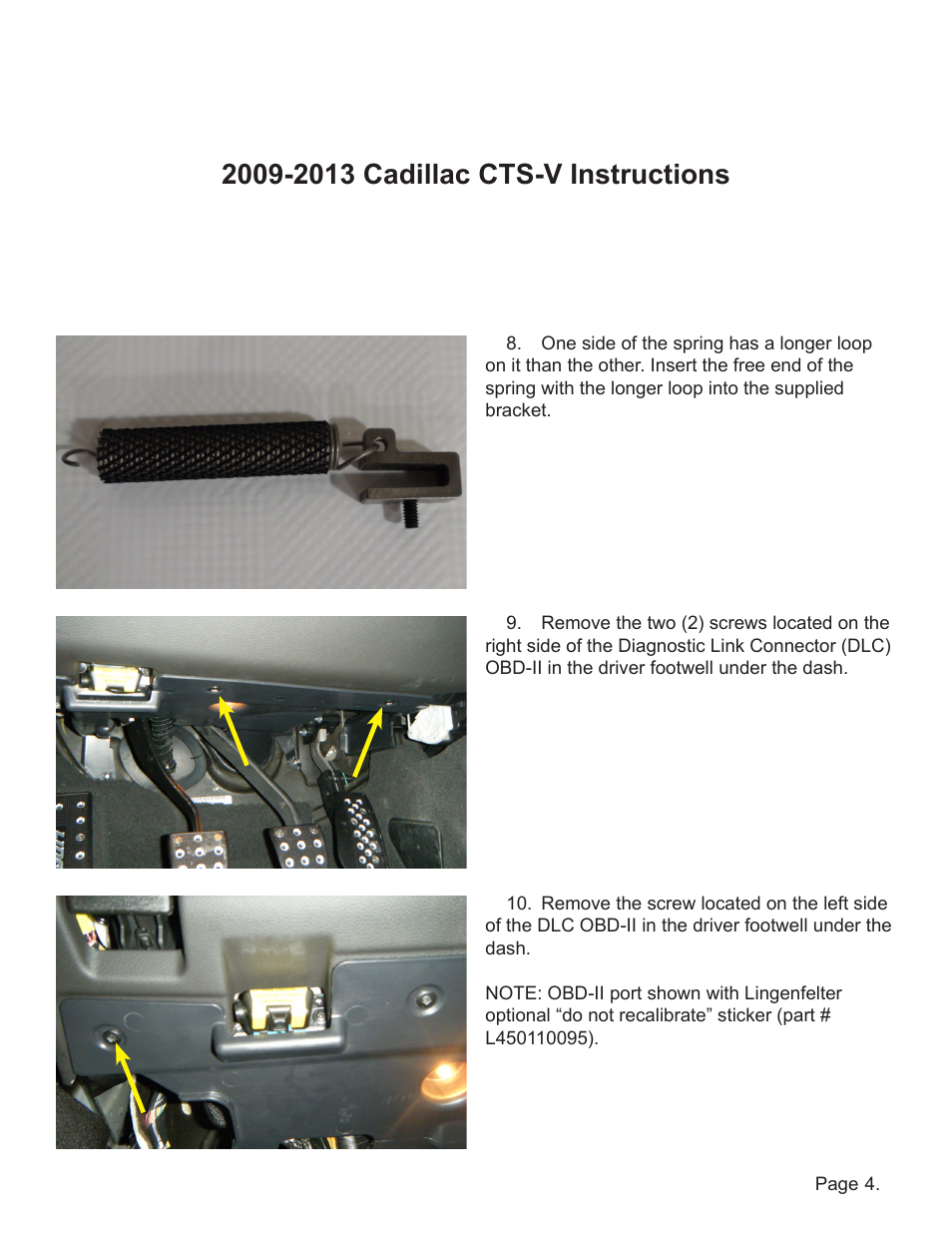 Lingenfelter L360091410 Lingenfelter Camaro CTS-V Clutch Return Spring Kit v1.2 User Manual | Page 5 / 8