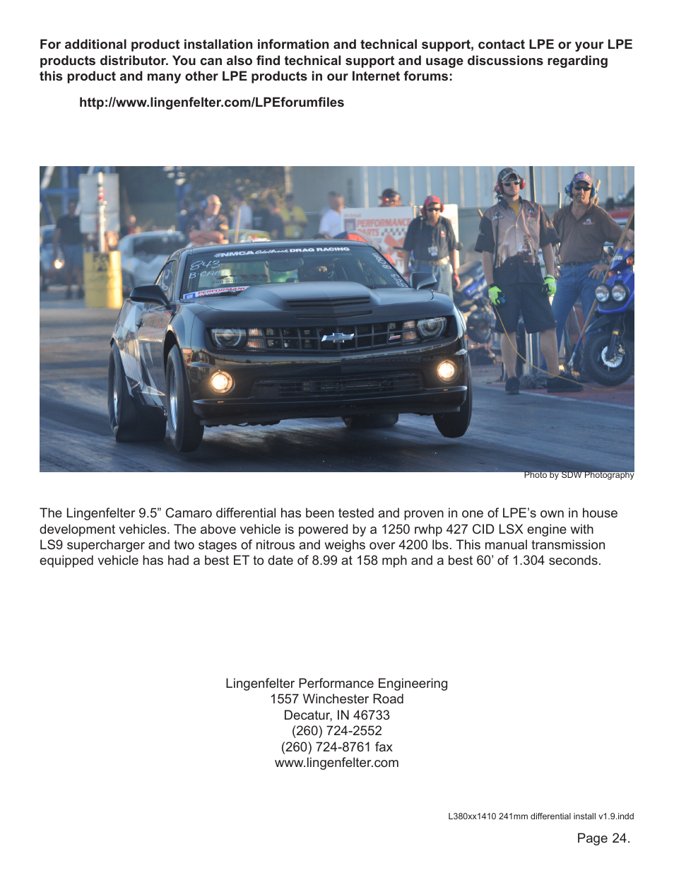 Lingenfelter L380xx1410 Lingenfelter Camaro Cast 241 MM Aluminum Differential 2010-12 v1.9 User Manual | Page 25 / 25