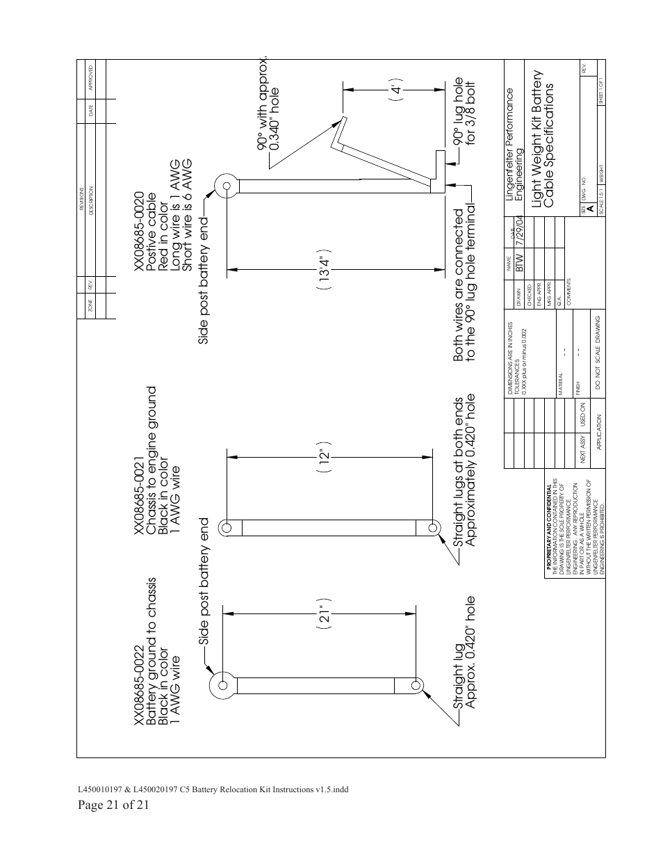 Page 21 of 21 | Lingenfelter L450010197 L450020197 Lingenfelter C5 Corvette Battery Relocation v1.5 User Manual | Page 22 / 22