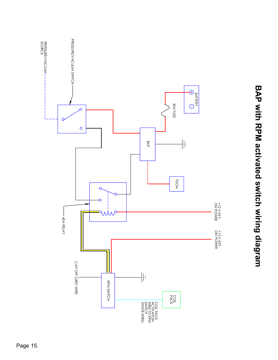 Bap with rpm activated switch wiring diagram, Page 15, Title: size | Part no. rev sheet 1 of 2 weight: scale: 1:1 | Lingenfelter L460111410 Lingenfelter Camaro SS Boost A Pump 2010-2014 v1.2 User Manual | Page 16 / 18