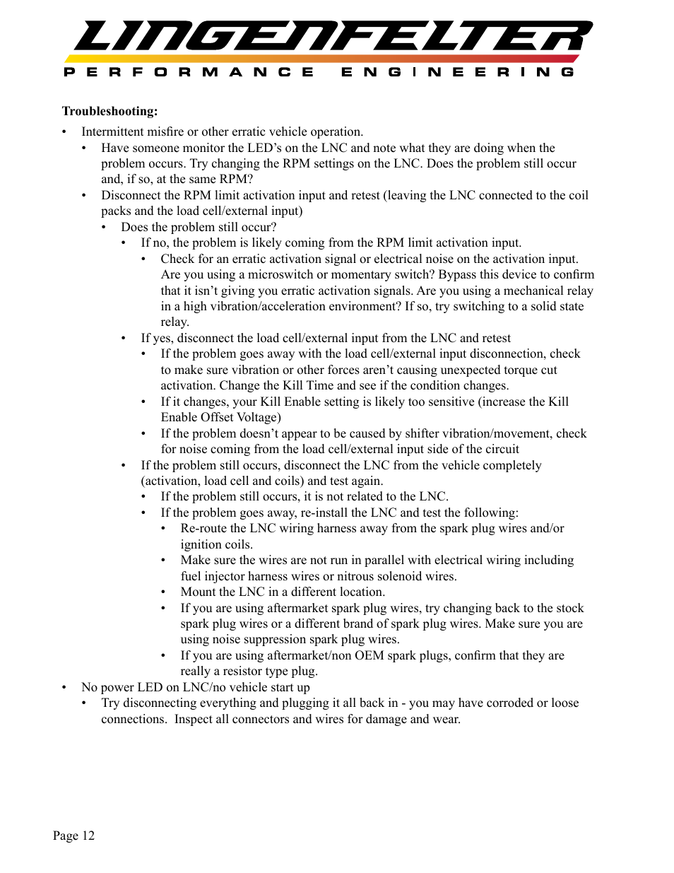 Lingenfelter L460135297 Lingenfelter LNC-TC1 Torque Cut Module RPM Limit v1.1 User Manual | Page 13 / 16