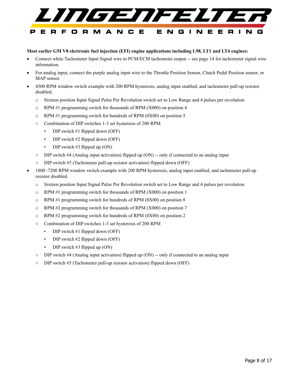 Lingenfelter L460160000 Lingenfelter RPM-003 RPM Activated Switch Instructions v1.5 User Manual | Page 9 / 18