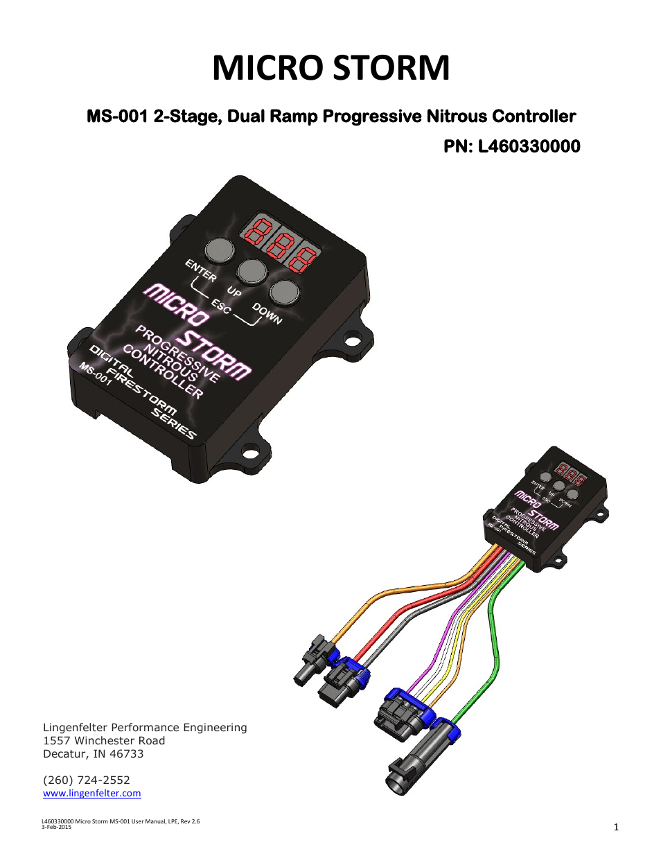 Lingenfelter L460330000 Micro Storm MS-001 2-Stage Dual Ramp Progressive Nitrous Controller v 2.6 User Manual | 14 pages