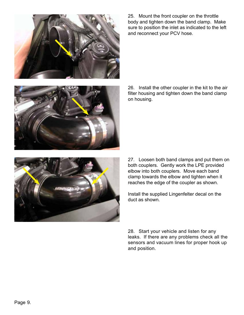 Lingenfelter L650140709 Lingenfelter Cadillac CTS-V Air Intake Duct v1.3 User Manual | Page 10 / 12