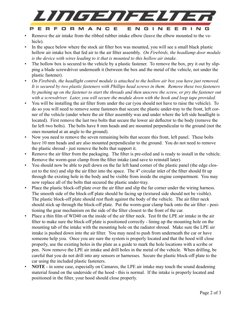 Lingenfelter L650400493 Lingenfelter F-Body SuperTube Air Intake 1993 v4.2 User Manual | Page 3 / 4