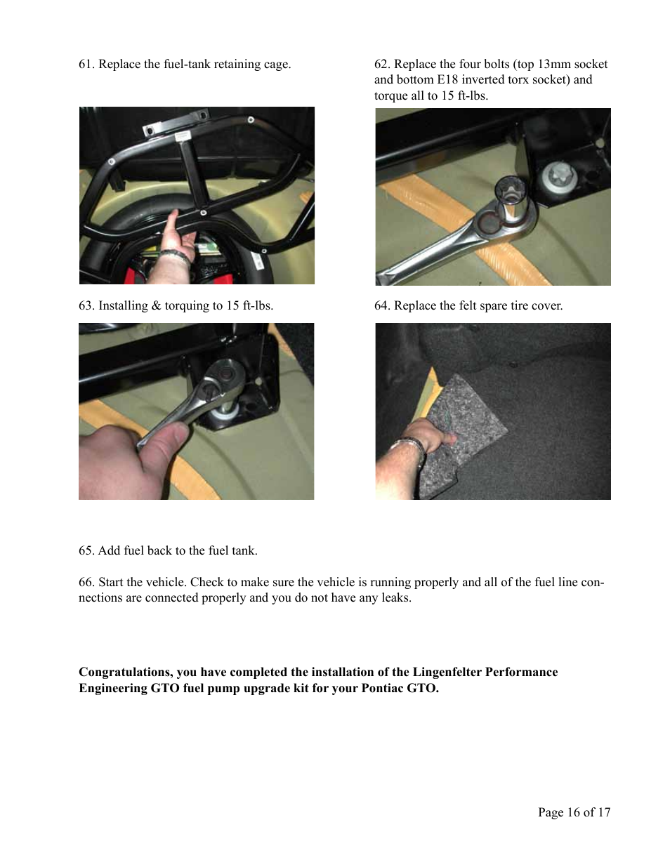 Lingenfelter L710660504 Lingenfelter Pontiac GTO Fuel Pump 2003-2006 v4.41 User Manual | Page 17 / 18