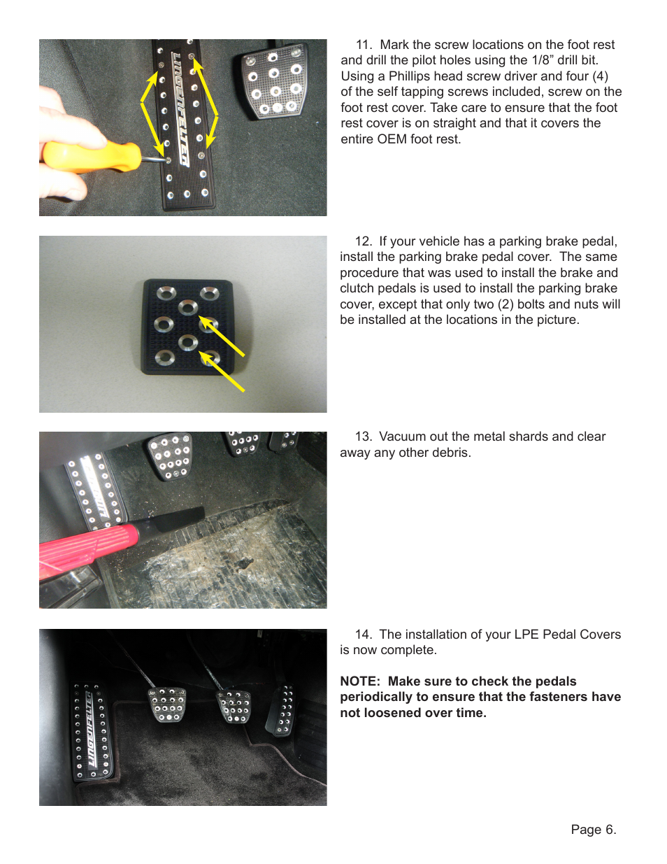 Lingenfelter L820xxxxxx Lingenfelter Cadillac CTS Billet Pedal v1.1 User Manual | Page 7 / 8