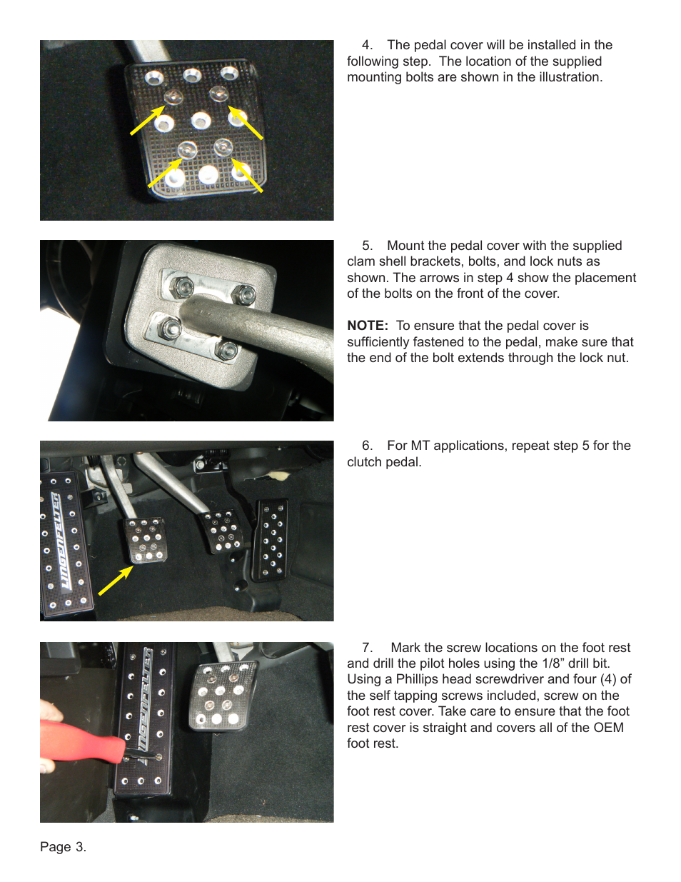 Lingenfelter L820xxxxxx Lingenfelter C5 C6 Corvette Billet Pedal v1.1 User Manual | Page 4 / 5