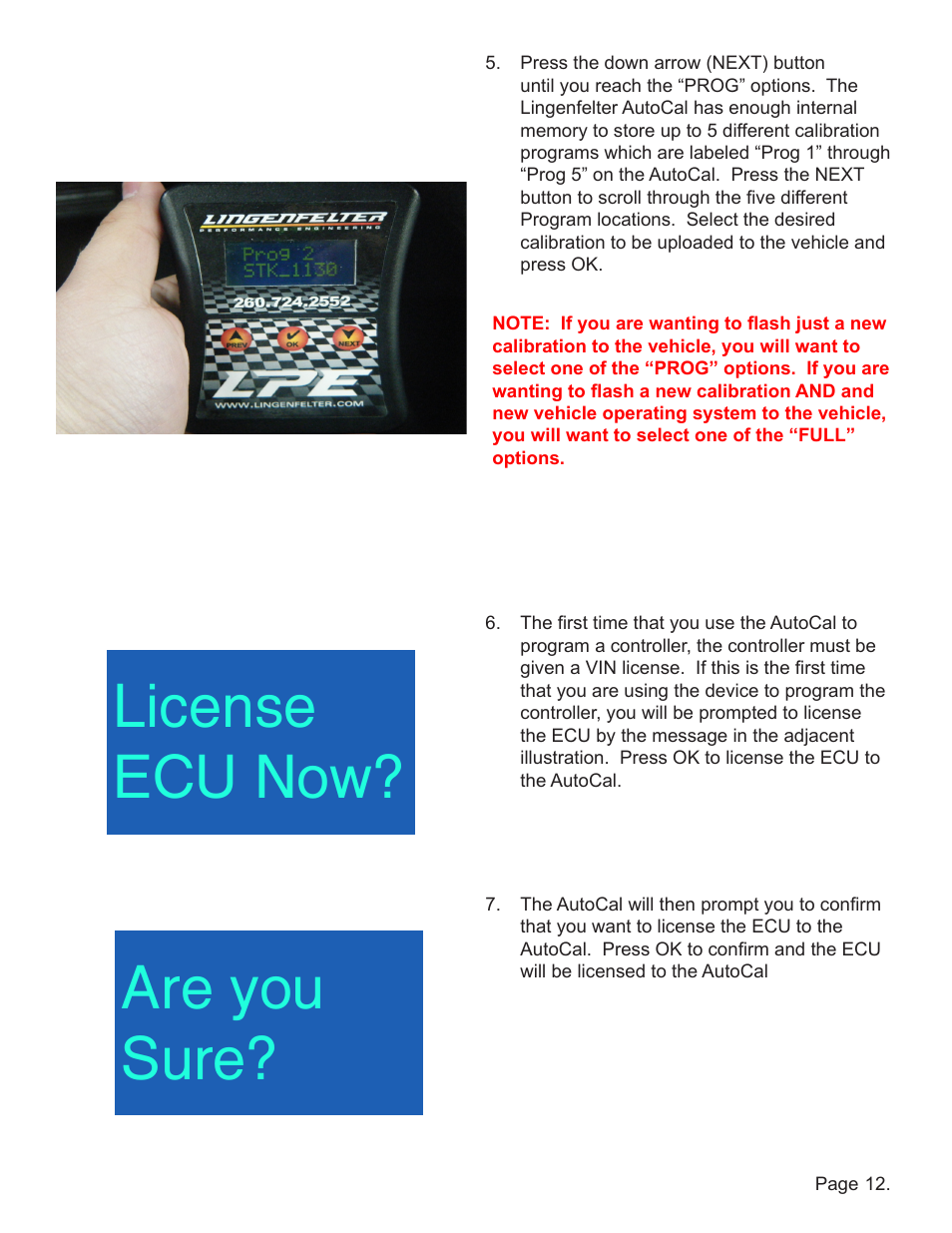 License ecu now? are you sure | Lingenfelter EFILive AutoCal Instructions v0.6 User Manual | Page 13 / 15