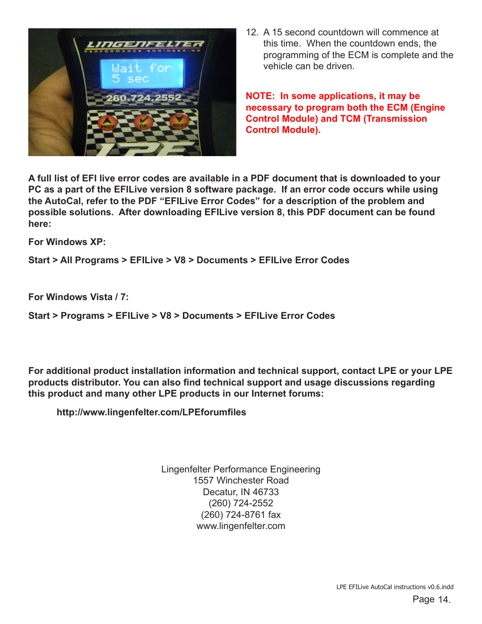 Lingenfelter EFILive AutoCal Instructions v0.6 User Manual | Page 15 / 15