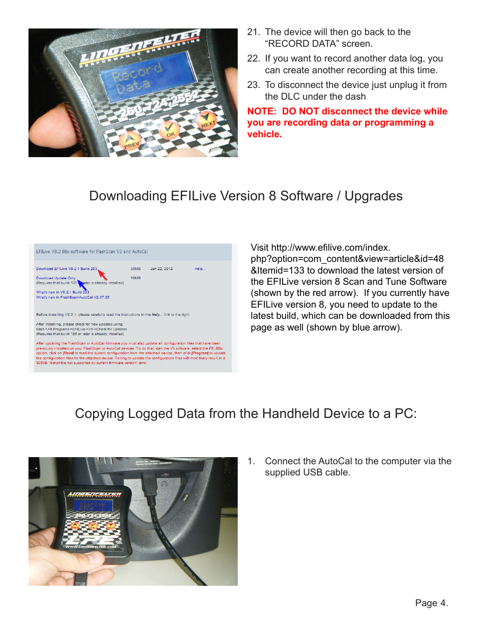 Downloading efilive version 8 software / upgrades | Lingenfelter EFILive AutoCal Instructions v0.6 User Manual | Page 5 / 15