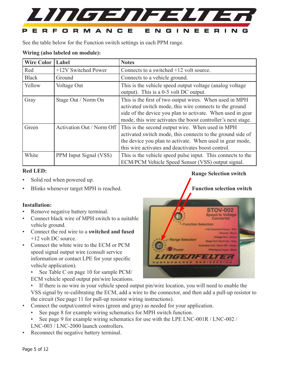 Lingenfelter L460050000 Lingenfelter STOV-002 MPH Activated Switch v3.5 User Manual | Page 6 / 13