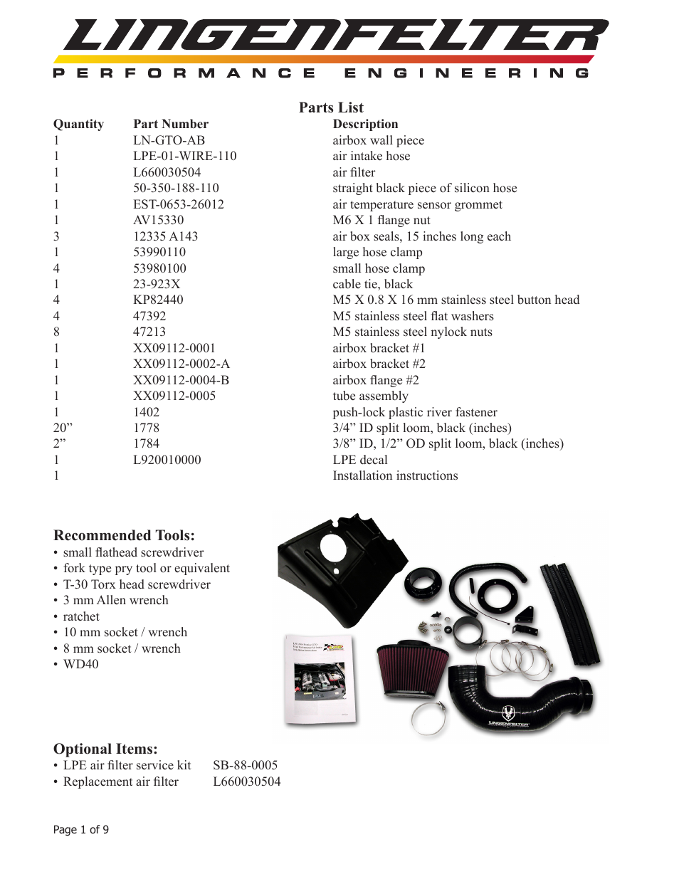 Lingenfelter L650030504 Lingenfelter 2004 GTO Airbox Instructions v3.1 User Manual | Page 2 / 10