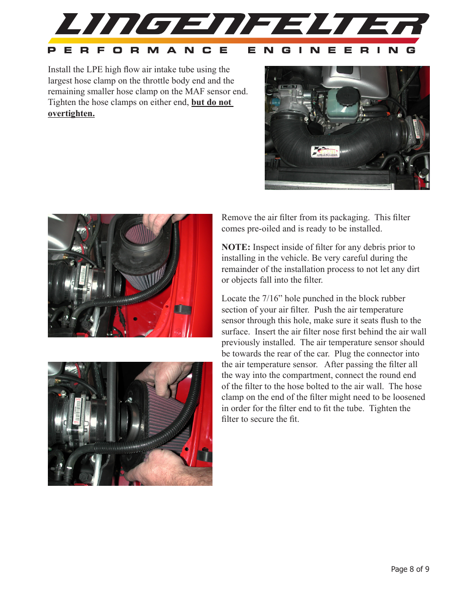 Lingenfelter L650030504 Lingenfelter 2004 GTO Airbox Instructions v3.1 User Manual | Page 9 / 10