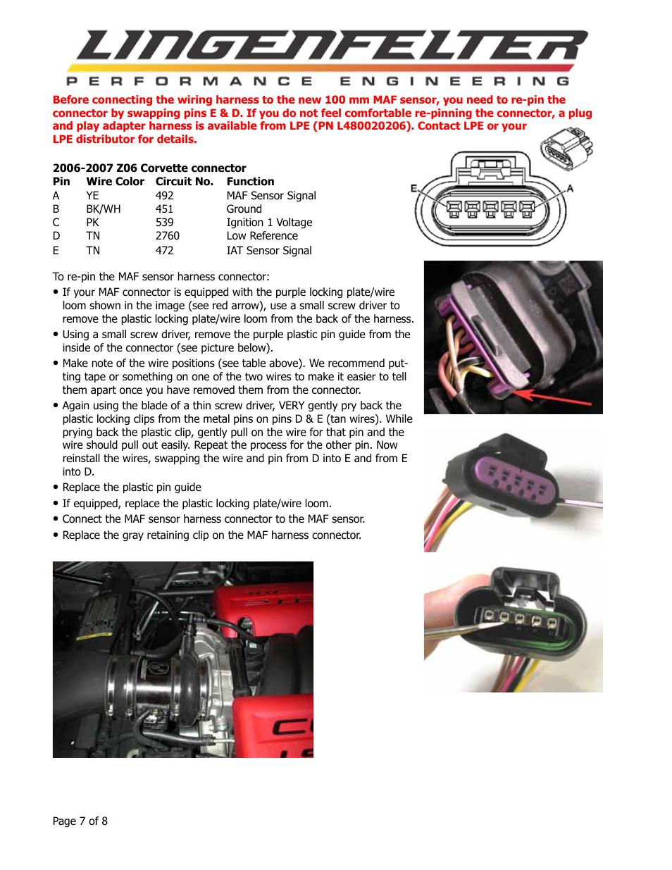 Lingenfelter L650100206 PP C6 Z06 Corvette Air Intake Instructions v3.02 small User Manual | Page 8 / 9