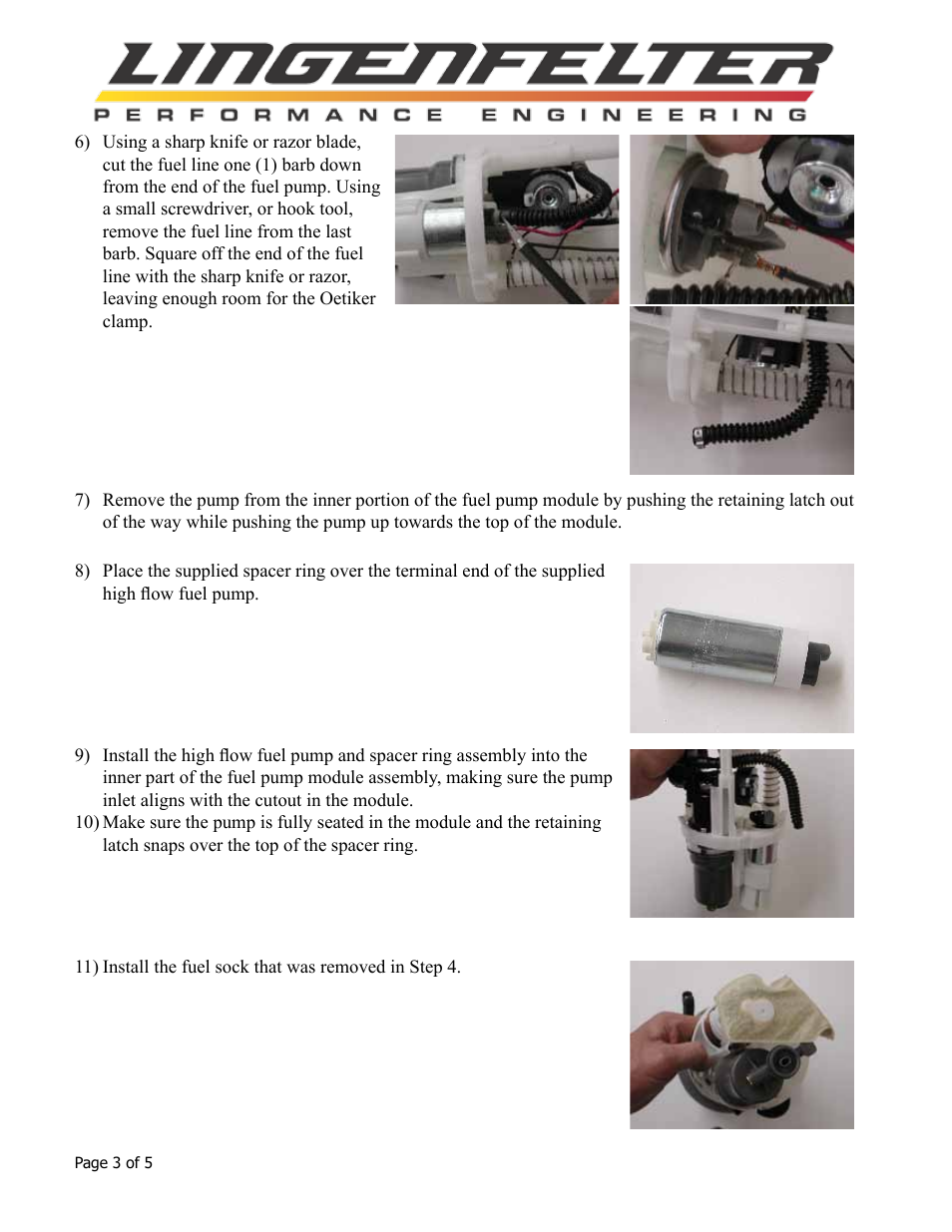 Lingenfelter L710671005 Lingenfelter Trailblazer SS & SSR Fuel Pump Upgrade Kit v1.8 User Manual | Page 4 / 6